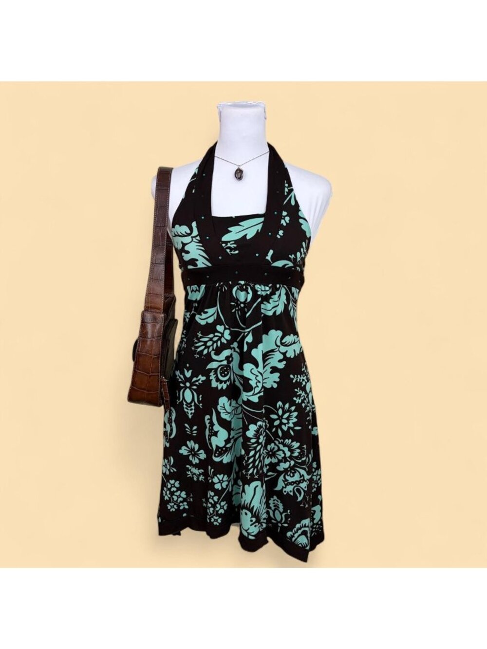 Y2k Floral Halter Mini Dress